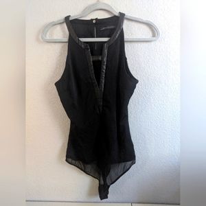 Vintage Retro Rare Elegant Black Bodysuit Tank Style Gothic Dark Academia